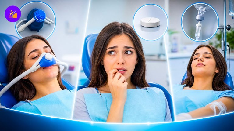 Explaining the types of dental sedation: Nitrous Oxide, Oral Sedation and IV Sedation.